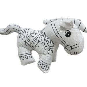 4 Pack, Colour Me & Wash! White Plush Horse Stuffy/Toy